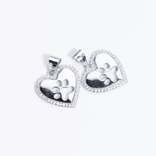 Tappancsos szív Swarovski köves ezüst medál