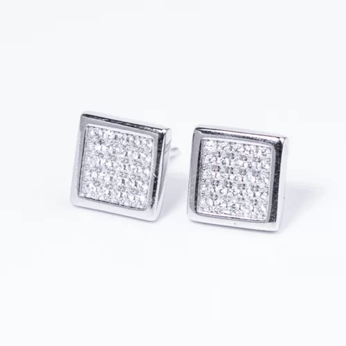 Négyzet Swarovski köves ezüst fülbevaló
