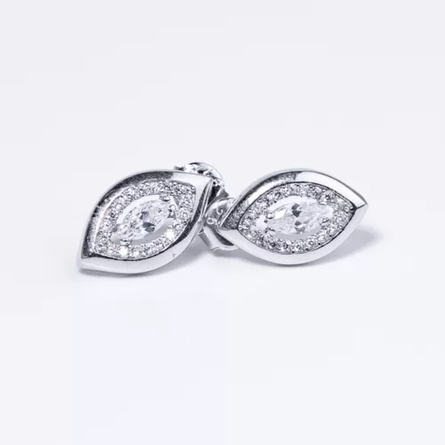 Levél Swarovski köves ezüst fülbevaló