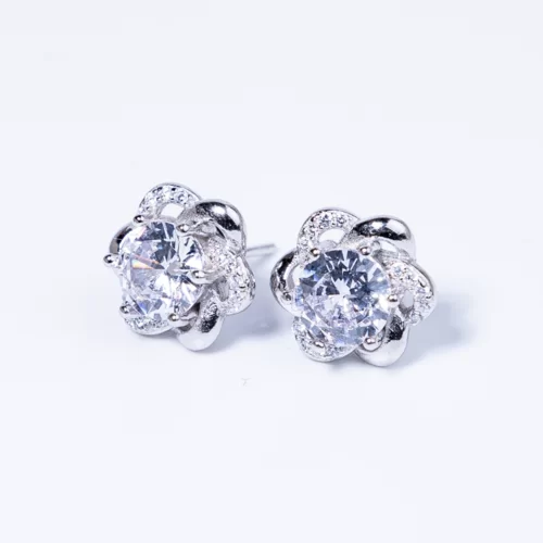 Begónia Swarovski köves ezüst fülbevaló