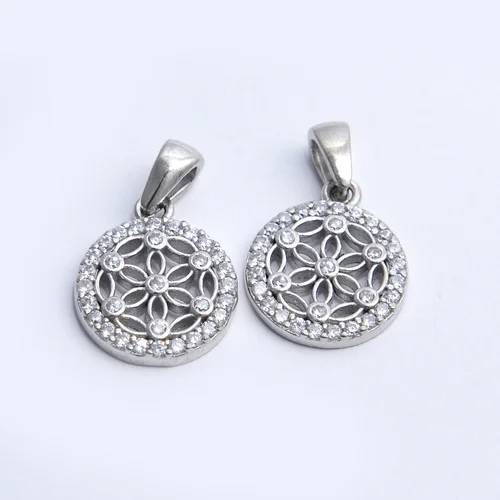 Dupla virágos Swarovski köves ezüst medál