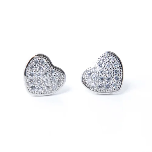 Szív alakú Swarovski köves ezüst fülbevaló