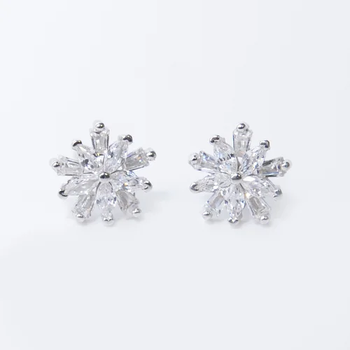 Csillogó virág Swarovski köves ezüst fülbevaló