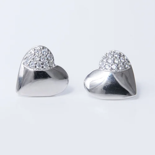 Szív alakú Swarovski köves ezüst fülbevaló
