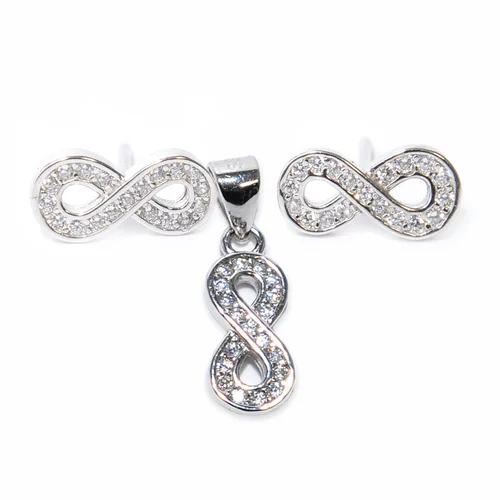 Végtelen Swarovski köves ezüst fülbevaló és medál