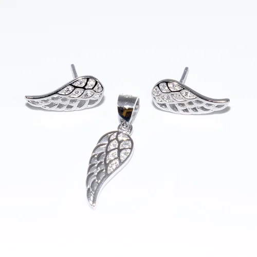 Szárny Swarovski köves ezüst fülbevaló és medál