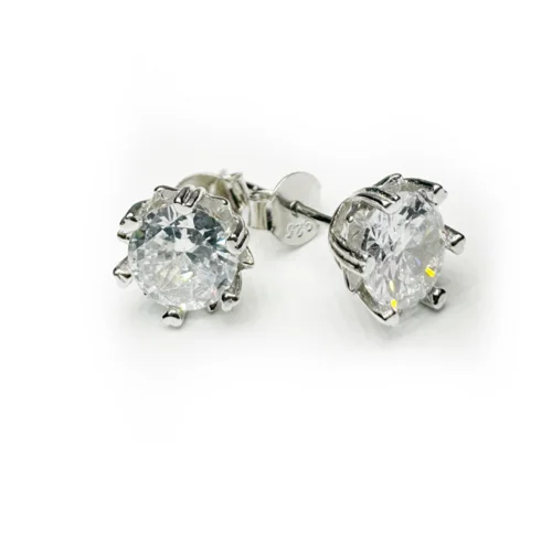 Egyszerű kerek Swarovski köves ezüst fülbevaló