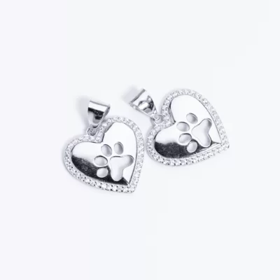 Tappancsos szív Swarovski köves ezüst medál