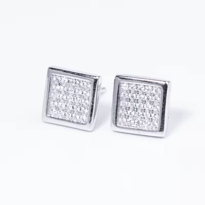 Négyzet Swarovski köves ezüst fülbevaló