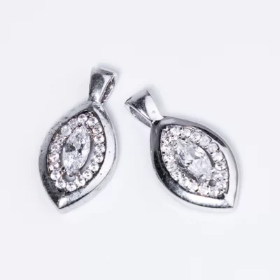 Levél Swarovski köves ezüst medál
