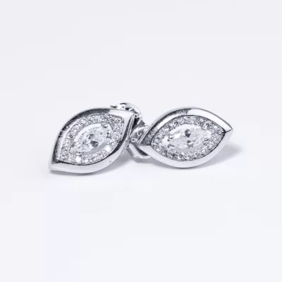 Levél Swarovski köves ezüst fülbevaló
