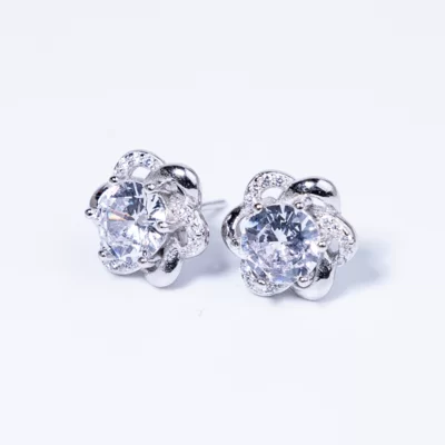 Begónia Swarovski köves ezüst fülbevaló