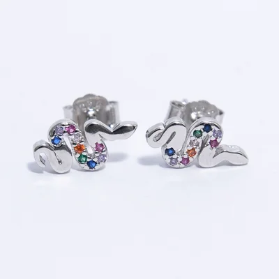 Színes Swarovski köves kígyó ezüst fülbevaló 