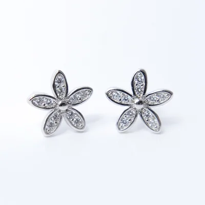 5 szirmú Swarovski köves virág ezüst fülbevaló