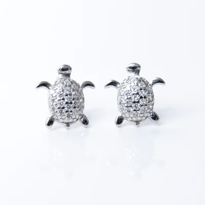 Teknős Swarovski köves ezüst fülbevaló