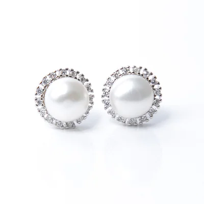 Gyöngy Swarovski köves ezüst fülbevaló