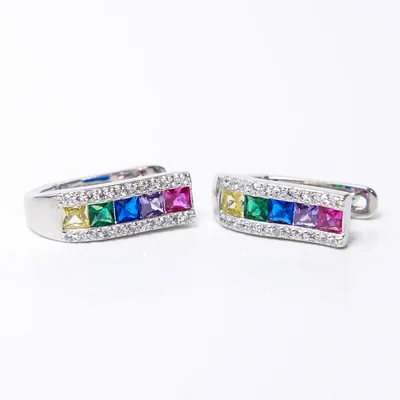Színes Swarovski köves hullám ezüst fülbevaló