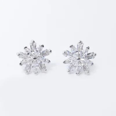 Csillogó virág Swarovski köves ezüst fülbevaló
