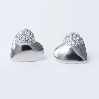 Szív alakú Swarovski köves ezüst fülbevaló