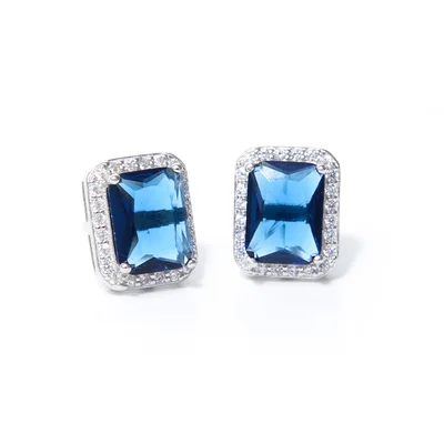 Blue Swarovski köves ezüst fülbevaló