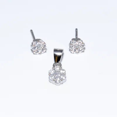 Apró virág Swarovski köves ezüst fülbevaló és medál