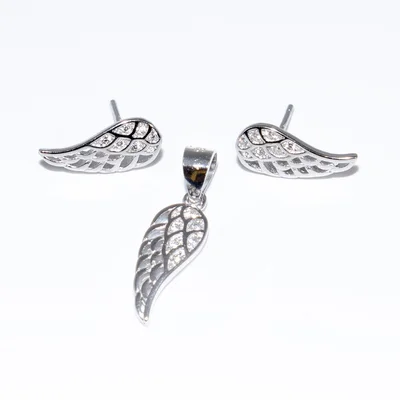 Szárny Swarovski köves ezüst fülbevaló és medál
