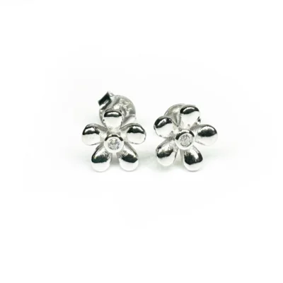 Mini virág Swarovski köves ezüst fülbevaló